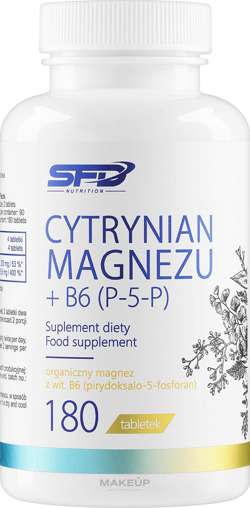 Харчова добавка "Цитрат магнію + B6" - SFD Nutrition Cytrynian Magnezu + B6 (P-5-P) — фото 180шт
