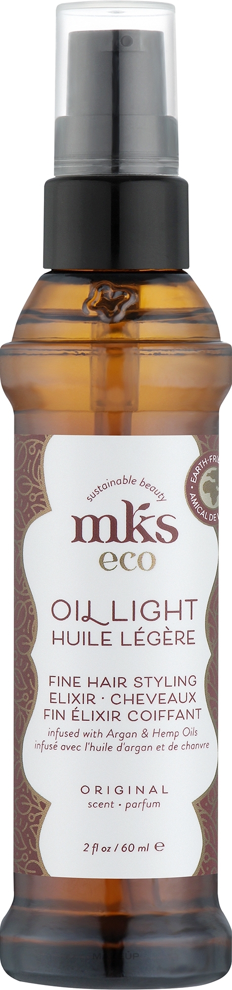 Легка розгладжувальна олія для тонкого та ніжного волосся - MKS Eco Oil Light Fine Hair Styling Elixir Original Scent — фото 60ml