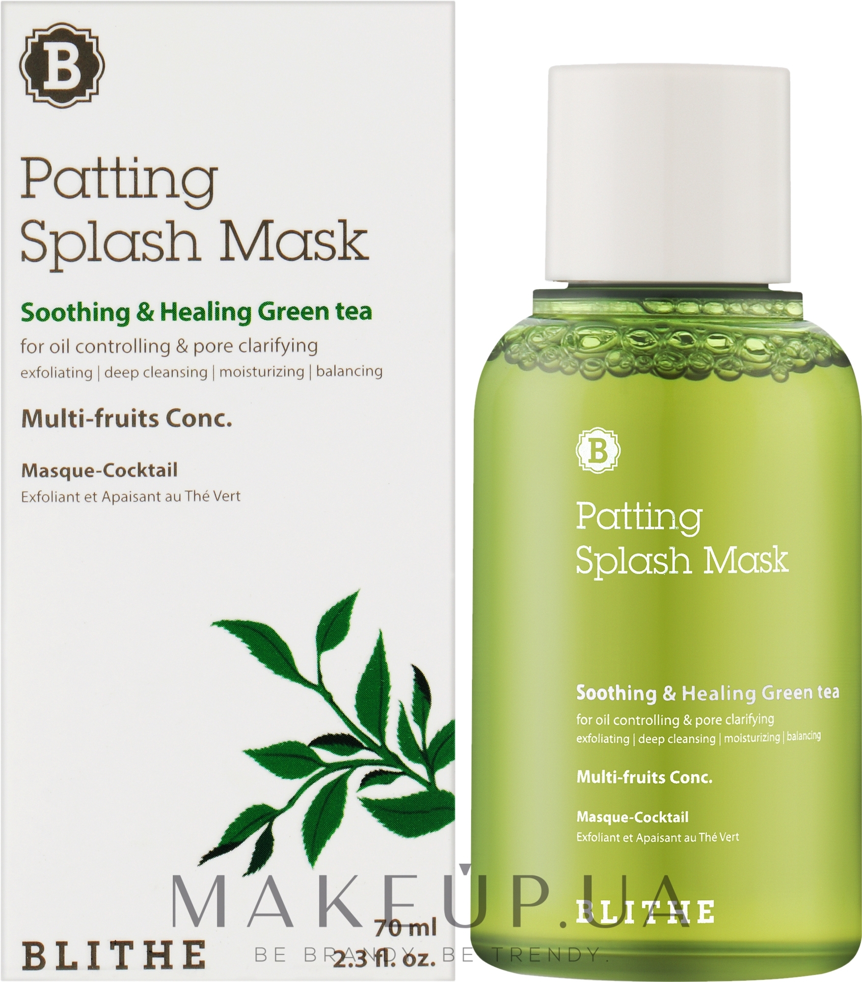 Сплеш-маска для відновлення шкіри "Зелений чай" - Blithe Patting Splash Mask Soothing Green Tea — фото 70ml