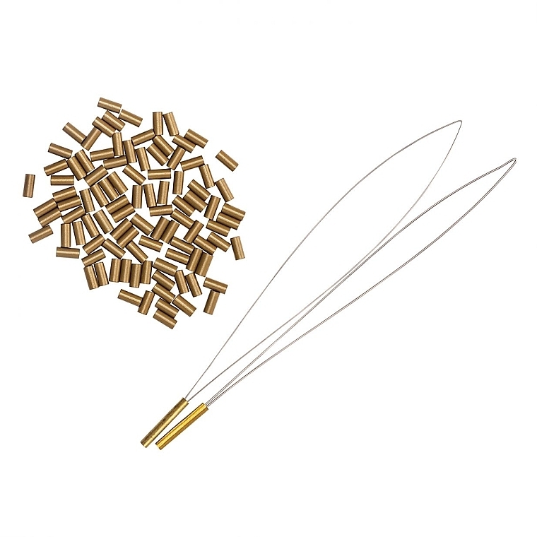 Микрокольца для наращивания волос, светло-коричневые, 100 шт - Balmain Paris Hair Couture Micro Rings Light Brown With 2 Pullers — фото N2