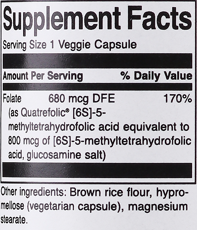 Пищевая добавка "5-Метил Тетрагидрофолат", 400 мг - Swanson Folate (5-Methyltetrahydrofolic Acid) — фото N4