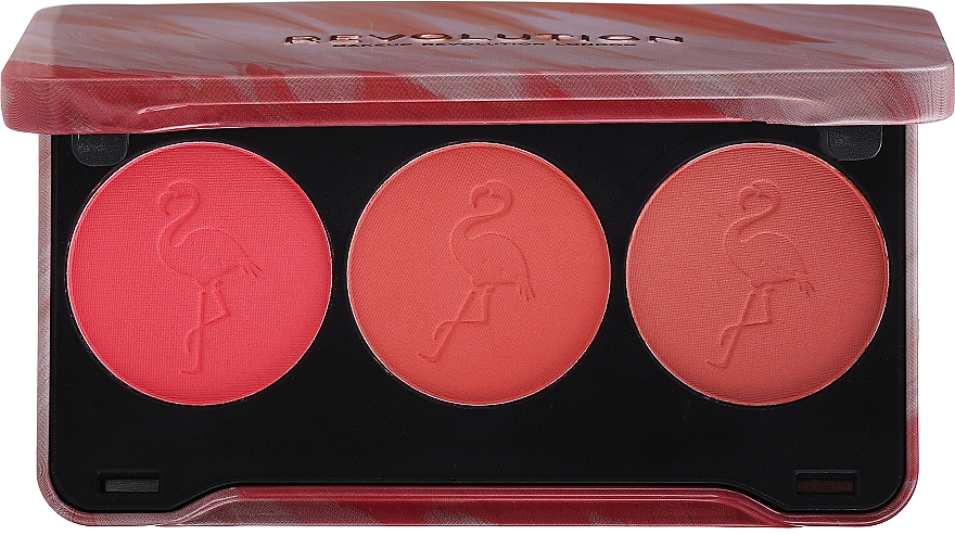 Палетка рум'ян - Makeup Revolution Flamingo Mini Trio Blush Palette Oh My Blush — фото N1