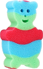 Губка банная детская "Медвежонок", сине-зелено-красная - LULA — фото N1