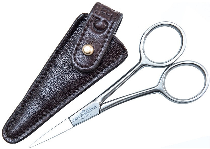 Ножницы для стрижки усов и бороды с кожаным чехлом - Captain Fawcett Grooming Scissors With Leather Pouch — фото N1