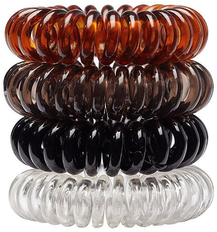 Спиральные резинки для волос, 4 шт., разноцветные - Douglas Spiral Transparent Hair Ties — фото N1