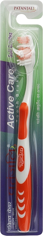 Зубная щетка "Активный уход", бело-оранжевая - Patanjali Active Care Toothbrush — фото N1