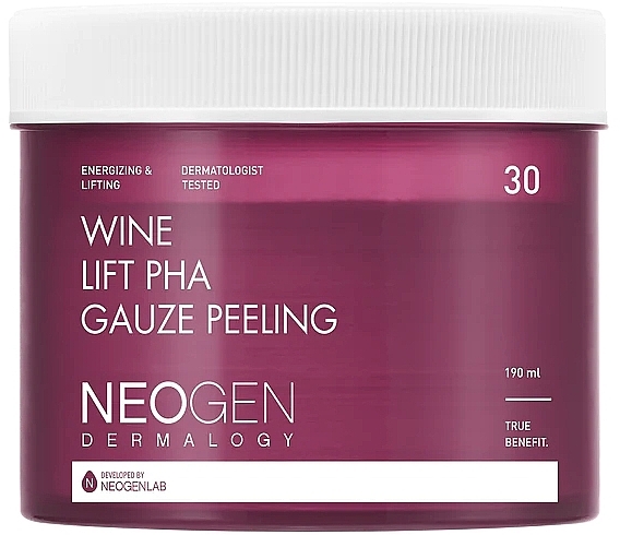 Отшелушивающие пады с экстрактом красного вина - Neogen Dermalogy Bio-Peel Lift Pha Gauze Peeling Wine — фото N1