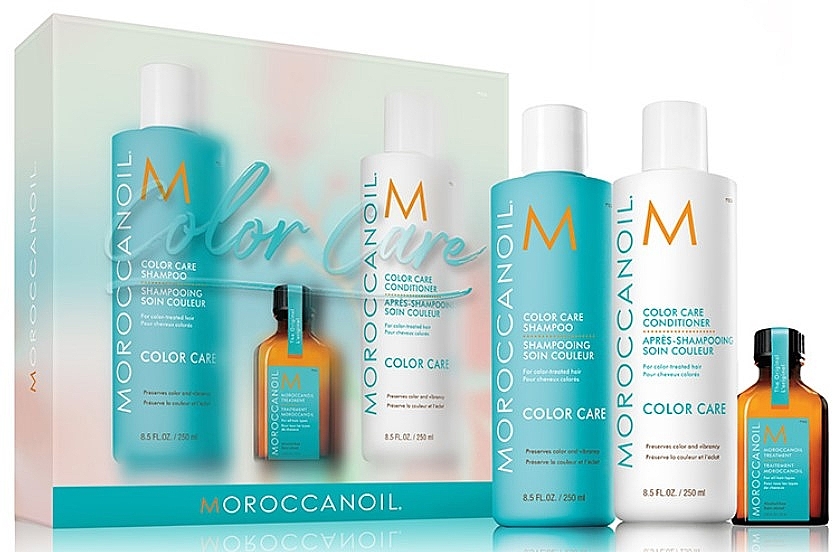 Набір - MoroccanOil Color Care Spring Kit (h/shm/250ml + h/cond/250ml + treatment/25ml + b/lot/10ml) — фото N1