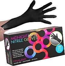 Перчатки нитриловые неопудренные, черные, M, 100 шт. - Framar Midnight Mitts Nitrile Gloves Medium — фото N2