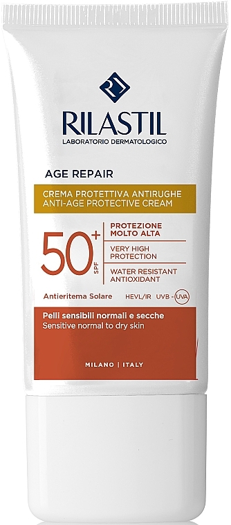 Антивозрастной солнцезащитных крем для лица с SPF 50 - Rilastil Sun System Age Repair SPF50+ Crema Solare Viso — фото N1