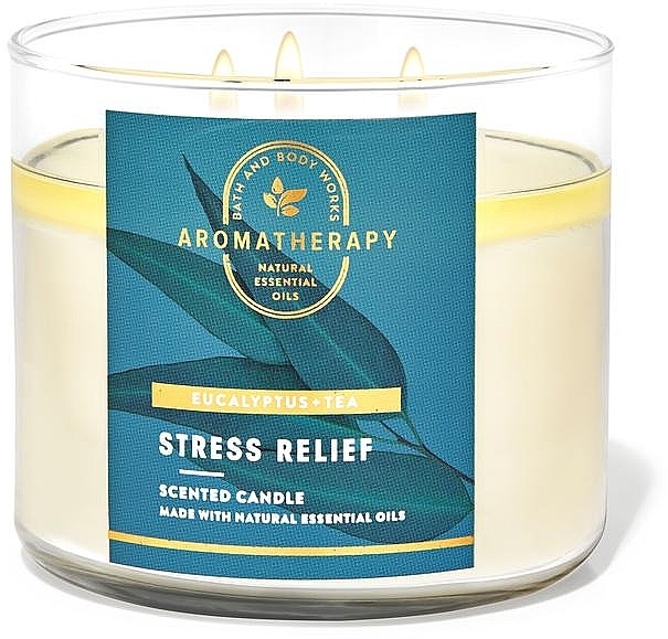 Аромасвеча 3-фитильная - Bath and Body Works Aromatherapy Eucalyptus Tea Scented Candle — фото N1