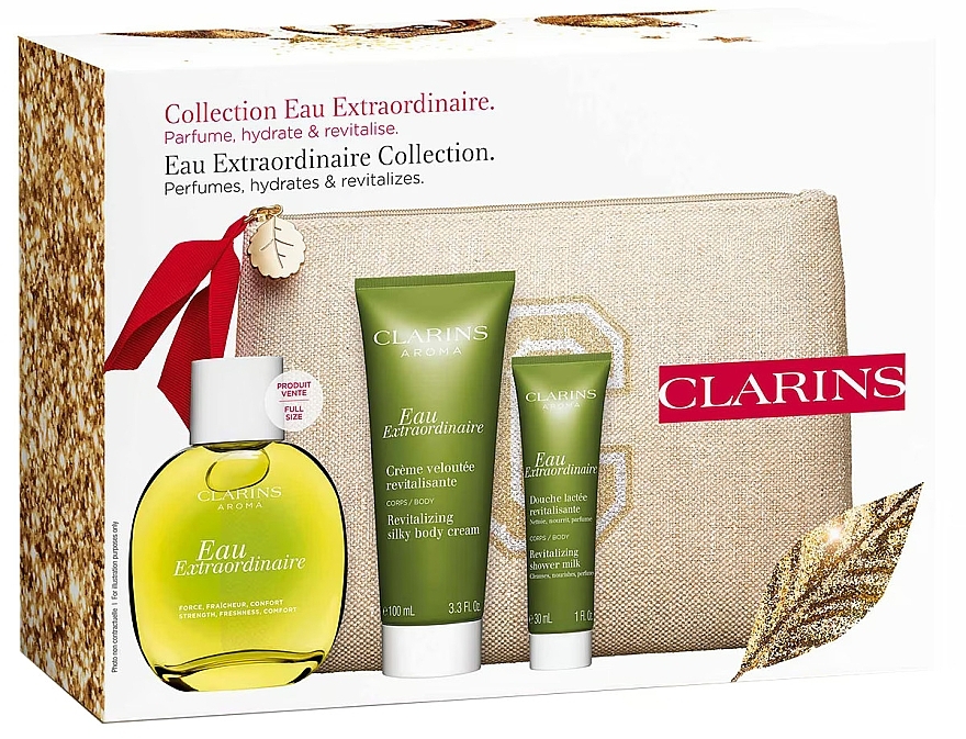 Clarins Clarins Eau Extraordinaire - Набір (edt/100ml + b/lot/100ml + sh/gel/30ml + pouch) — фото N4