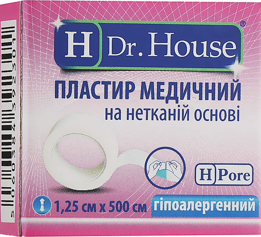 Медичний пластир на нетканевій основі, 1.25 х 500 см - H Dr. House — фото N1