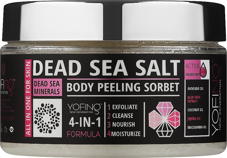 Пілінг для тіла з сіллю Мертвого моря - Yofing Dead Sea Salt Body Peeling Sorbet — фото N1