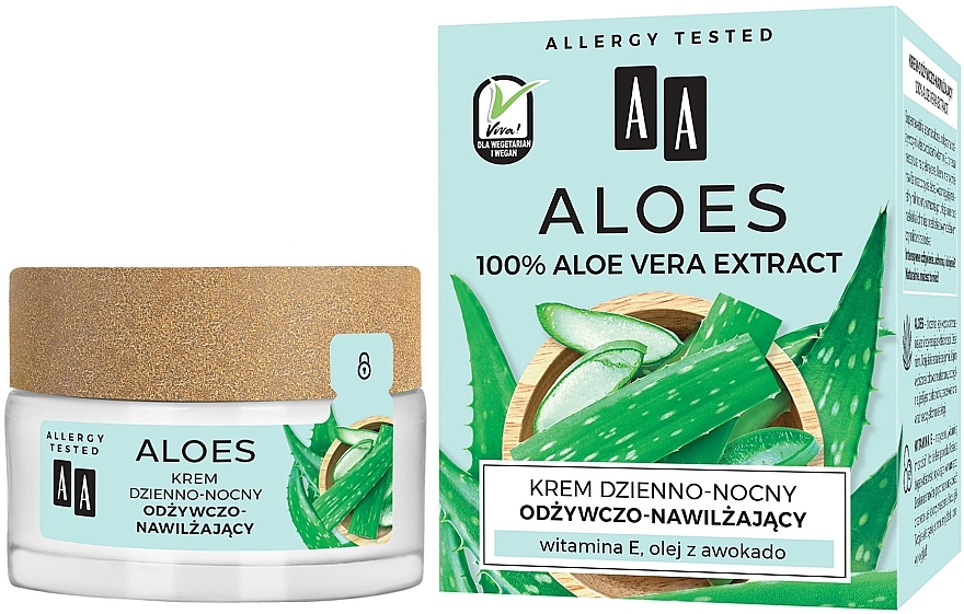 Крем для обличчя живильний і зволожувальний - AA Cosmetics Aloes Day and Night Cream — фото N1