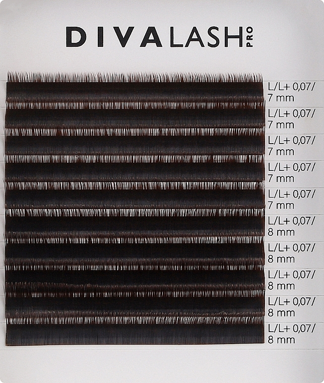 Ресницы для наращивания L/L+ 0.07 (7-8 мм), 10 линий, coffee - Divalashpro — фото N1