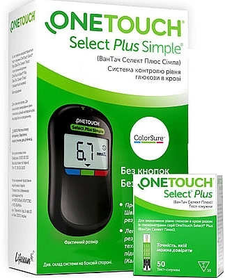 Система контролю глюкози в крові + тестові смуги - One Touch Select Plus Simple — фото N1