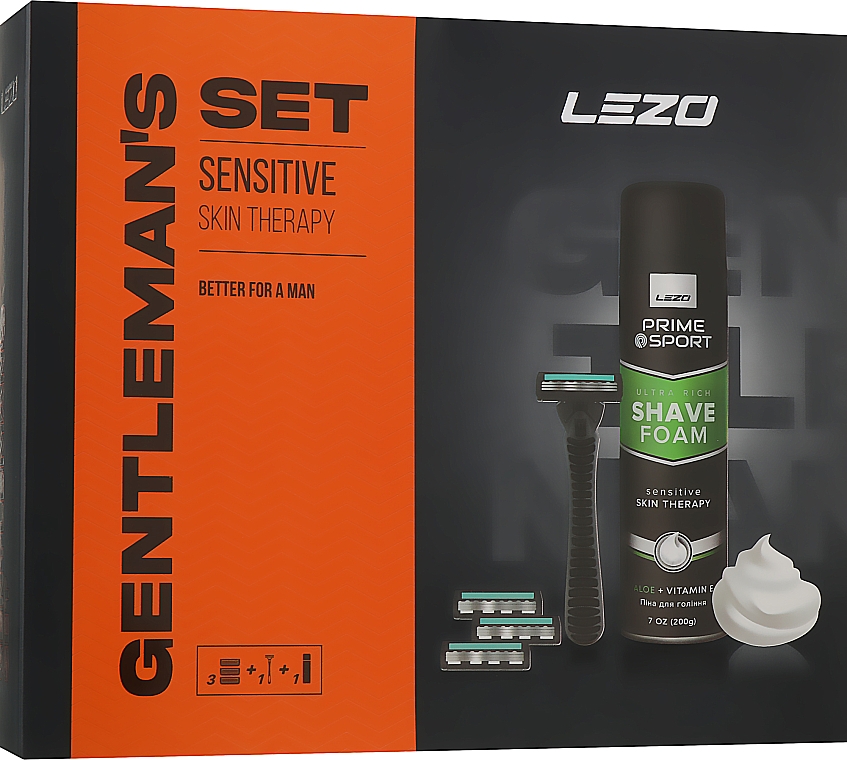 Набір - Lezo Box Prime Gentleman's Sensitive Skin (sh/foam/200ml + razor) — фото N1