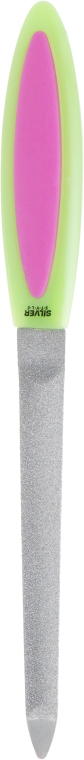 Пилка для нігтів сапфірова, з радіусом, 15 см., зелено-рожева - Silver Style