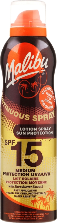 Солнцезащитное лосьон-спрей для тела - Malibu Continuous Lotion Spray Sun Protection SPF 15 — фото N1