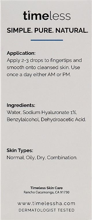 Зволожувальна й антивікова сироватка для обличчя - Timeless Skin Care Hyaluronic Acid Pure — фото N4