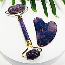 Массажный набор "Роллер и скребок гуаша", фиолетовый аметист - Yeye (roller + gua-sha) — фото N2