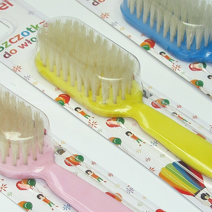 Детская расческа с натуральной щетиной, желтая - Sanel Little Baby Hair Brush — фото N2