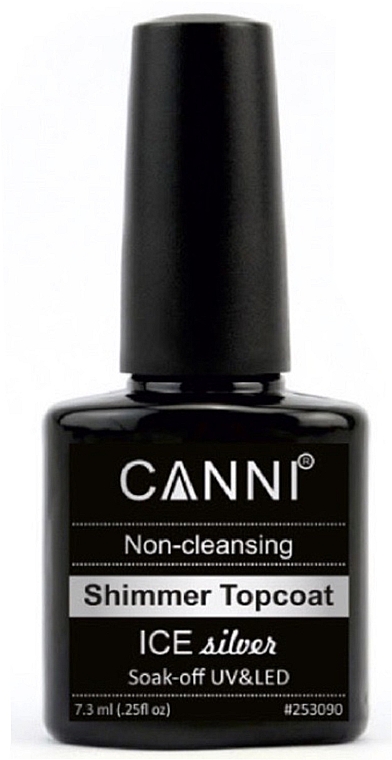 Фінішне покриття зі срібним блиском - Canni Shimmer Topcoat Ice Silver — фото N1