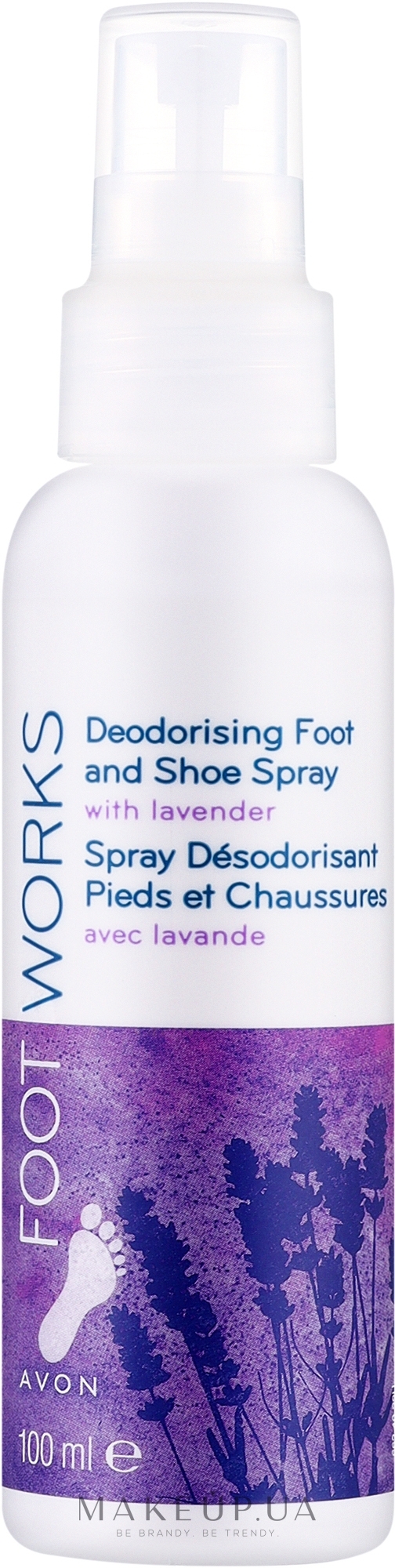 Спрей для ног и обуви "Лаванда" - Avon Foot Works Deodorising Foot And Shoe Spray With Lavender — фото 100ml