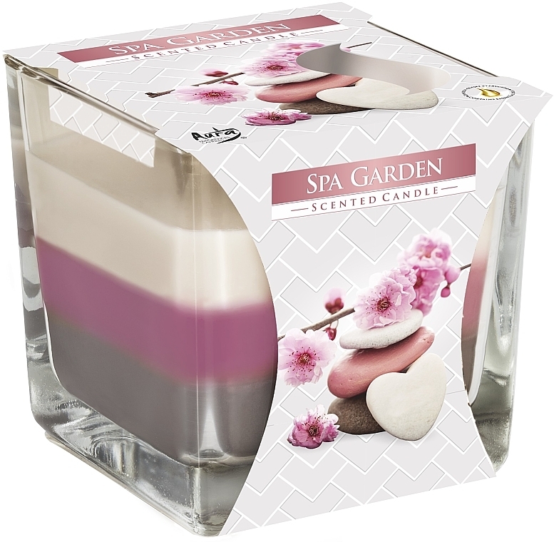 Ароматична тришарова свічка у склянці "Спа сад" - Bispol Scented Candle Spa Garden — фото N1