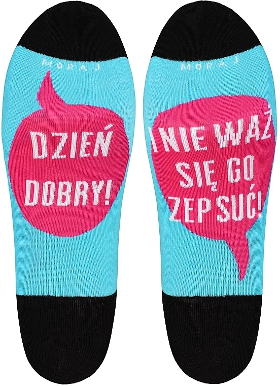 Шкарпетки жіночі з кумедними написами, блакитні - Moraj — фото N3