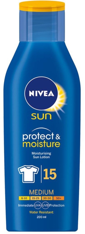 Сонцезахисний зволожувальний лосьйон для тіла - NIVEA Sun Protect & Moisture Sun Lotion SPF15 — фото N1