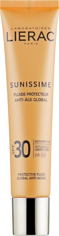 Сонцезахисний тонізуючий флюїд для обличчя SPF30 - Lierac Sunissime Energizing Protective Fluid Global Anti-Aging — фото N1