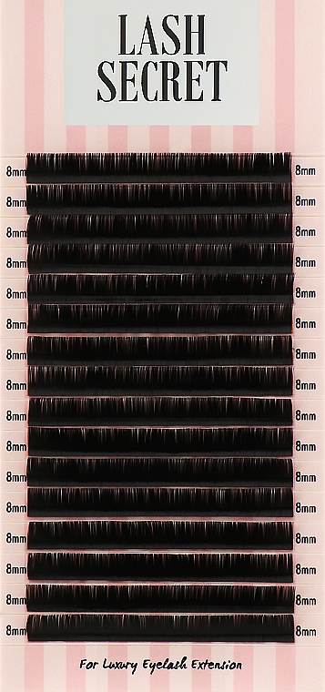 Накладные ресницы, черные, 16 линий (один размер, 0,07, C, 8) - Lash Secret — фото N1