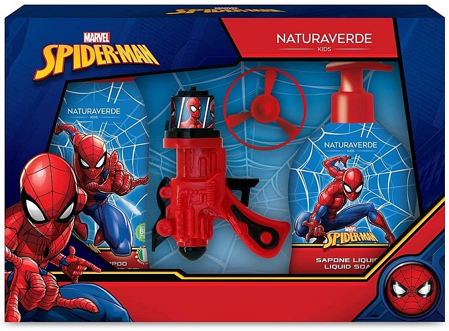 Набор - Naturaverde Kids Spider Man (sh/gel/250ml + liquid/soap/250ml + acc) — фото N1