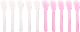 Косметические лопаточки для нанесения кремов, водорослей и масок, 10 шт., розовые + белые - Deni Carte — фото N1