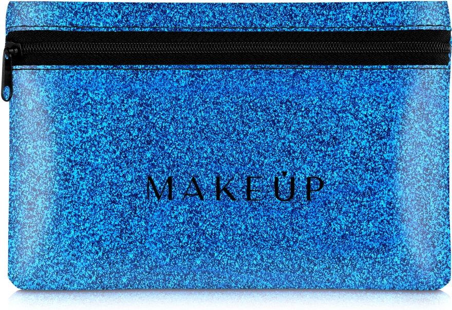 Косметичка силиконовая, синяя "Glitter Pouch", 18х11см - MAKEUP