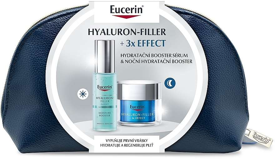 Набор - Eucerin Hyaluron-Filler 3x Effect Booster (f/serum/30ml + n/cr/50ml + pouch) — фото N1