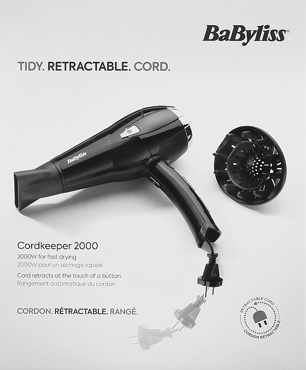 Фен для волосся - BaByliss D374DE Cordkeeper 2000 — фото N2