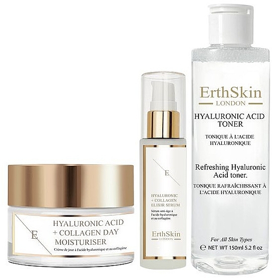 Набір - ErthSkin London Hyaluronic Acid & Collagen Trio (toner/150ml + f/ser/60ml + f/cr/50ml) — фото N1