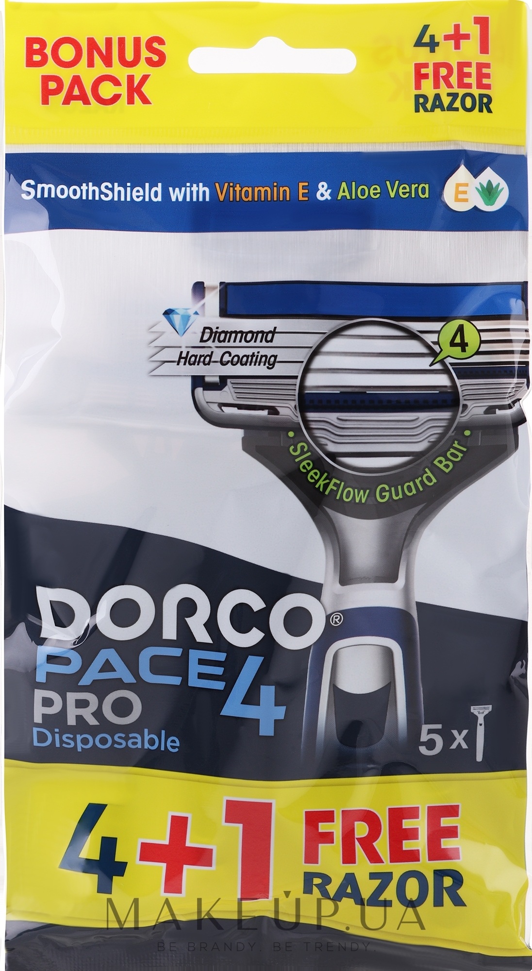 Бритва одноразовая с 4 лезвиями, 5 шт. - Dorco Pace 4 PRO: купить по лучшей  цене в Украине | Makeup.ua