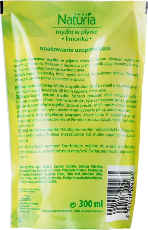 Жидкое мыло "Лайм" - Joanna Naturia Body Lime Liquid Soap (Refill) — фото N2