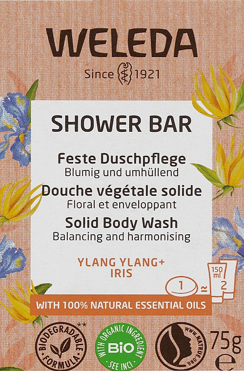 Твердий аромабар для душу "Іланг-іланг та ірис" - Weleda Shower Bar Solid Body Wash Ylang Ylang+Iris — фото N1