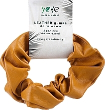Шкіряна резинка для волосся 10.5 х 3.5 см, гірчична - Yeye Leather Scrunchie — фото N1