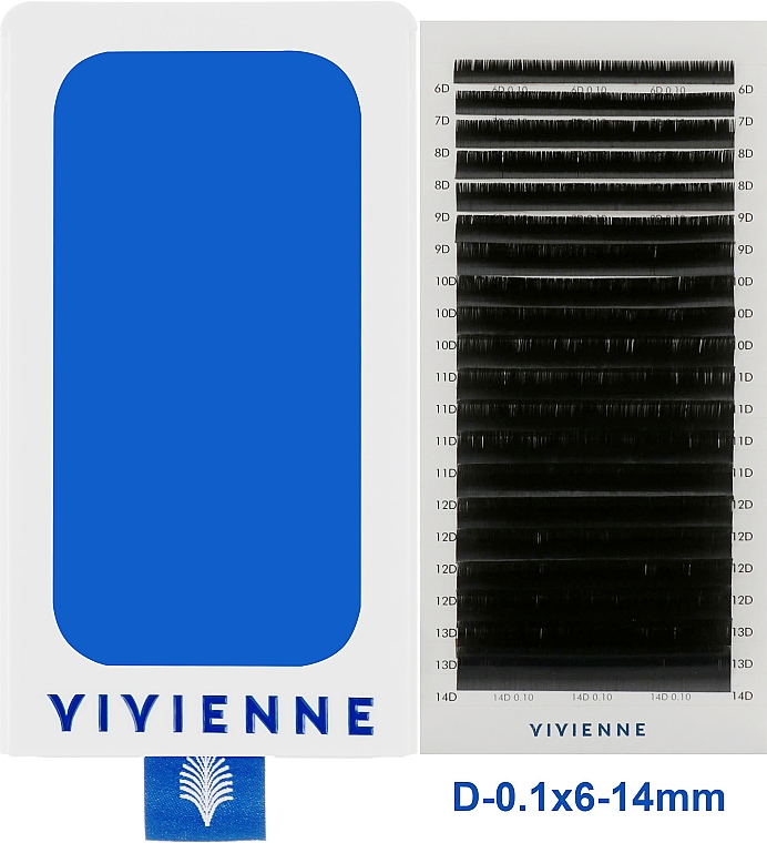 Накладні вії "Elite", чорні, 20 ліній (mix, 0,1, D, 6-14) - Vivienne — фото N1