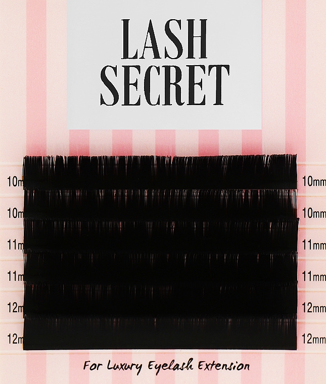 Накладні вії, чорні, мікс, 6 ліній (0.07, C, (10,11,12)) - Lash Secret — фото N1