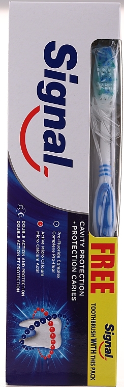 Набор с синей щеткой - Signal Cavity Protection Toothpaste (toothpaste/100ml + t/brush/1pc) — фото N1