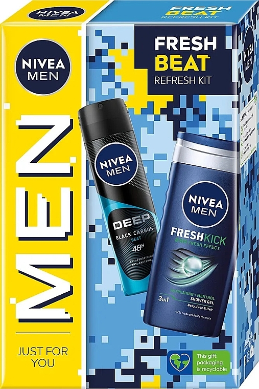 Набор - Nivea Men Fresh Beat Body Care Gift Set (sh/gel/250ml + deo/150ml) — фото N1