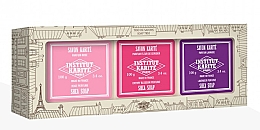 Парфумерія, косметика Набір - Institut Karite Shea Soap Trio Rose, Lavender and Cherry Blossom (soap/100g + soap/100g + soap/100g)