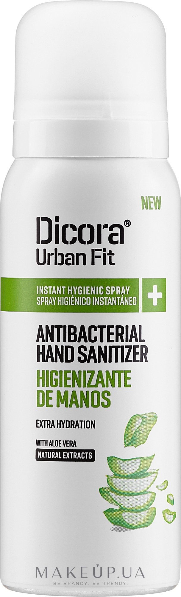 Дезінфікувальний спрей для рук з ароматом алое вера - Dicora Urban Fit Protects & Hydrates Hand Sanitizer — фото 75ml
